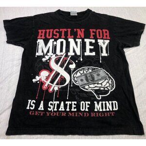 Phat Doc Hustl'n For Money Graphic Logo T Shirt Black Size Medium Short Sleeve